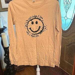Smiley Face Long Sleeve Tee - Tan